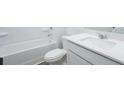 Clean bathroom featuring tub, white toilet and vanity with a white countertop at 770 Meadowbrook Ln, Summerville, SC 29486