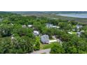 Scenic aerial view of the house nestled among lush greenery and close to the water at 1577 Periwinkle Dr, Mount Pleasant, SC 29466