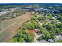 Beautiful aerial view of marsh-front home with lush trees and natural surroundings in a serene setting at 1102 N Shadow Dr, Mount Pleasant, SC 29464