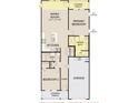 This floor plan features a Gathering room, kitchen, two bedrooms, two bathrooms, and a garage at 913 Dusk Dr, Summerville, SC 29486