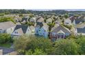 A beautiful aerial view showcases a neighborhood with colorful homes and lush green trees at 209 Barberry St, Summerville, SC 29483