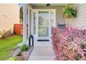 Inviting front porch with colorful landscaping, covered entrance, and stylish accents at 100 Runnels Cv, Summerville, SC 29485