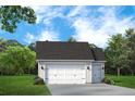 Spacious two-car garage with white doors, exterior lighting, and a large concrete driveway at 100 E Carolina Ave, Summerville, SC 29483