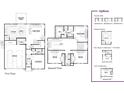 Detailed floor plan showcasing the layout of this two-story home's first and second floors with options and measurements at 3001 Abigail Ct, North Charleston, SC 29406