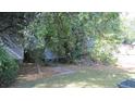 Secluded backyard featuring mature trees and lush greenery, offering privacy and shade at 47 Oswego St, Charleston, SC 29403