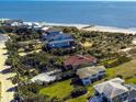 Aerial view showcasing beach homes with lush landscaping and stunning ocean views at 3004 Point St, Edisto Island, SC 29438