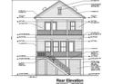 Rear architectural rendering of a two-story home with double rear-facing balconies at 1350 Lucinda St, Mount Pleasant, SC 29466