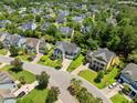 An aerial view of a lovely neighborhood with mature trees and meticulously maintained lawns at 2981 Sturbridge Rd, Mount Pleasant, SC 29466