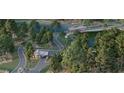 Overhead view of the community's entrance, lake, covered bridge, and winding roads surrounded by trees at 1002 Sagegrass St, Summerville, SC 29485