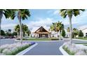 Beautiful view of community clubhouse entrance surrounded by manicured landscaping at 1012 Sagegrass St, Summerville, SC 29485
