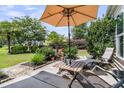 Outdoor patio with lounge chairs, umbrella, and lush landscaping perfect for relaxation at 602 Eastern Isle Ave, Summerville, SC 29486