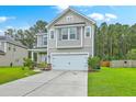 Inviting two-story home with a two-car garage, lush lawn, and established landscaping at 1350 Wild Goose Trl, Summerville, SC 29483