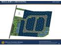 Miller's Crossing site map showcases community layout with numbered lots, wetlands, ponds, and road access at 2553 Hut Creek Rd, Johns Island, SC 29455
