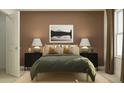 Cozy bedroom with olive green comforter and a nature-themed framed wall print at 620 Culpepper St, Summerville, SC 29486