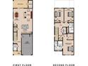 Detailed first and second floor plans highlighting room dimensions, kitchen, and bedroom layouts at 123 Kirkland St, Goose Creek, SC 29445