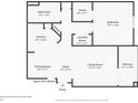 Floor plan layout highlighting the dimensions of the kitchen, bedroom, living room, and dining area at 1300 Park West Blvd # 106, Mount Pleasant, SC 29466