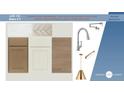 A showcase of kitchen selections, including cabinet colors, countertops, backsplash, faucet, and lighting fixtures at 149 Seaton St, Summerville, SC 29486