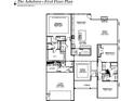 Detailed first floor plan showcasing the layout of the home, including the primary bedroom and kitchen at 265 Huguenot Trl, Huger, SC 29450
