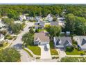 Neighborhood aerial view showcasing the well-maintained homes surrounded by lush trees with an asphalt road at 518 Cecilia Cove Dr, Charleston, SC 29412