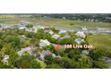 Aerial view of a waterfront community with marsh views and mature trees at 108 Live Oak Dr, Mount Pleasant, SC 29464