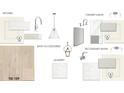 Selection of kitchen and bathroom materials with different textures and colors for a cohesive design at 705 Maynard Ln, Summerville, SC 29486