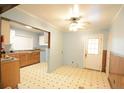 Functional kitchen with ample cabinet space and vintage tile flooring at 1203 Hawthorne Rd, Hanahan, SC 29410