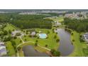 Aerial view of neighborhood pool, playground, lakes, and surrounding homes at 339 Iveson Rd, Summerville, SC 29486