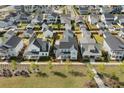 Aerial view of a residential neighborhood showcasing well-maintained homes and landscaping at 113 Jackson Pond Ct, Summerville, SC 29486