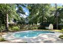 A private backyard showcasing a kidney shaped pool surrounded by lush greenery at 109 Garbon Dr, Summerville, SC 29485
