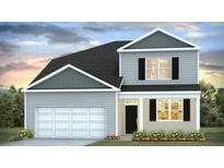Two-story home with gray siding, black shutters, and a two-car garage at 285 Blue Haw Dr, Moncks Corner, SC 29461