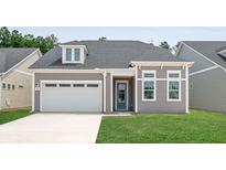 Gray two-story house with white garage and blue door at 418 Evening Glow Ln, Summerville, SC 29486