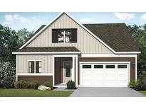 Two-story house with a beige exterior, brown accents, and a two-car garage at 427 Evening Glow Ln, Summerville, SC 29486
