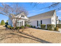 Gray siding house with a white door, landscaping, and a two-car garage at 324 Oyster Bay Dr, Summerville, SC 29486