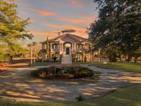 Stunning two-story home with stone accents and a circular driveway at 6411 China Back Ln, Meggett, SC 29449