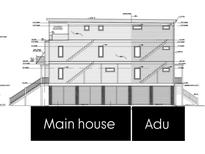 Architectural elevation of a stylish two-story home design showcasing a main house and an ADU at 515 Joseph St, Charleston, SC 29412