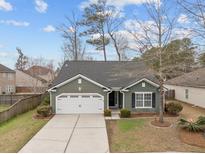 Charming single-Gathering home with green siding, a two-car garage, and a well-manicured front yard at 5436 Falling Tide, North Charleston, SC 29420