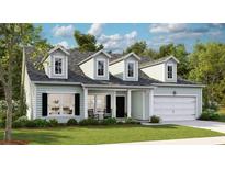 Charming home with a welcoming front porch, two-car garage, and dormer windows against a sunny, blue sky backdrop at 200 Belfort Place, Summerville, SC 29486