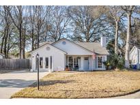 Charming one-story home with a well-manicured lawn, light-colored siding, and an inviting front porch at 1347 Cadence Dr, Mount Pleasant, SC 29466