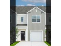 Charming two-story home with a one car garage and a black front door on a sunny day at 212 Blue Haw Dr, Moncks Corner, SC 29461
