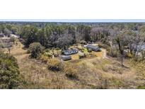 Expansive aerial view showcases multiple properties surrounded by a lush, wooded landscape under a clear sky at 1812 Burgess St, Charleston, SC 29412