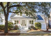 Charming two-story traditional home with white trim, manicured landscaping, and welcoming front porch at 184 Scott St, Daniel Island, SC 29492