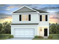 Two-story home featuring neutral siding, a two-car garage, and a well-maintained lawn surrounded by trees at 7018 Deanston Dr, Ravenel, SC 29470