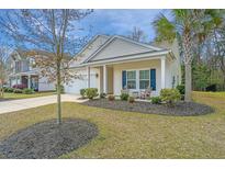 Charming home with a cozy front porch, beautiful landscaping, and a well-manicured lawn at 204 Pavilion St, Summerville, SC 29483