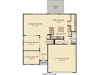 First floor plan featuring open kitchen, Gathering, and dining rooms plus two-car garage and patio at 513 Verdi Dr, Summerville, SC 29486