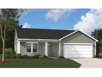Charming single-story home with gray siding, a gray roof, a white garage door, and a well-manicured lawn at 5031 Scow Ct, Summerville, SC 29485