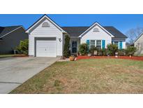 Charming home featuring tidy landscaping, blue shutters, and white siding at 101 Dovetail Cir, Summerville, SC 29483