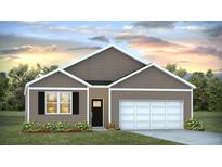 Charming single-story home featuring neutral siding, white trim, an attached garage, and a well-manicured lawn at 2279 Macallan Blvd, Ravenel, SC 29470