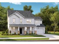 Charming two-story home featuring a welcoming front porch, attached garage, and traditional architectural details at 197 Belfort Pl, Summerville, SC 29486