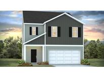 Charming two-story home featuring a gray exterior, black shutters, white trim and a two car garage at 344 Willows Crescent Dr, Moncks Corner, SC 29461