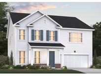 Charming two-story home with white siding, a black roof, and an attached two-car garage at 455 White Magnolia St, Moncks Corner, SC 29461